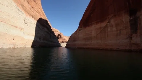 Lake Powell, going between rocks Stock Footage 81115378