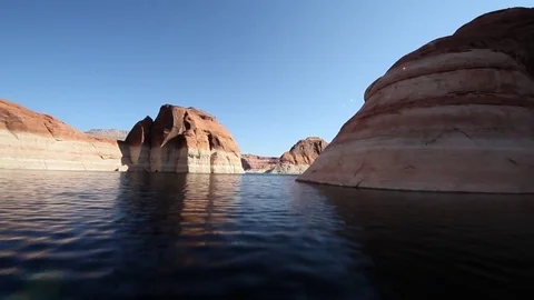 Lake Powell, in the middle of the lake Stock Footage 81114089