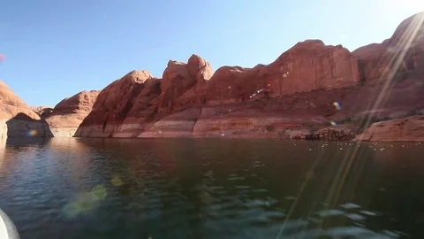 Lake Powell, sun flare Stock Footage 81115735