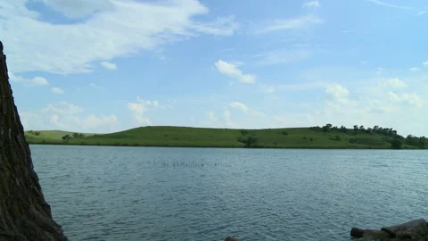 Lake in Prairie nice clouds Stock Footage 137606091