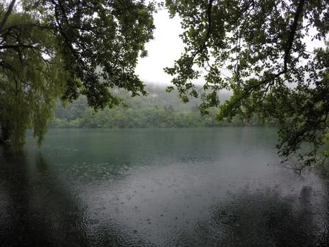 The lake in the rain Stock Photos