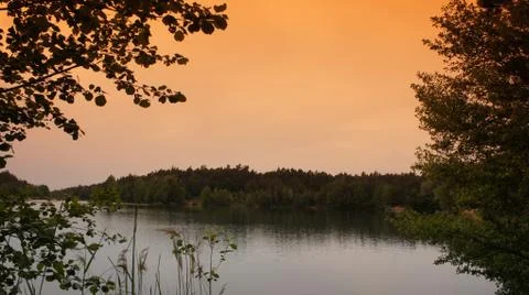Lake with Red Cloud Fotos de archivo