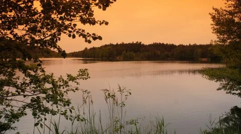 Lake with Red Cloud Stock-Fotos