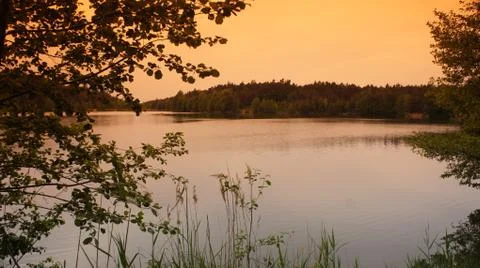 Lake with Red Cloud Fotos de archivo