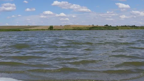 Lake with Reed on Field Stock Footage 255214953