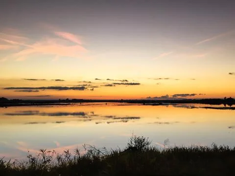 Lake with reflection in the water. Stock Photos