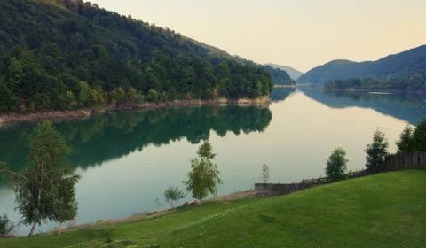 Lake reflections at dawn Stock Photos