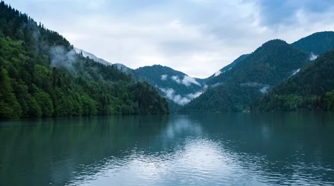 Lake Rizza in Caucasus mountain Stock-Footage 65037211