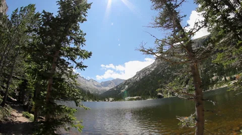 Lake in Rocky Mountains Stock Footage 33579855