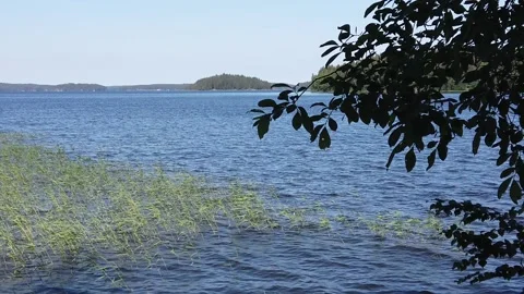Lake Saimaa scenery in slow motion, Lappeenranta Finland Stock Footage 134144772