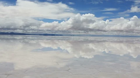 Lake Salar de Uyuni with thin layer of water Stock Footage 65791687