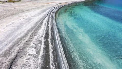 Lake Salda in Turkey, which is called the Turkish Maldives, aerial view.  Stock Footage 251633033