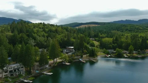 LAKE SAMISH SIDE VIEW COAST Stock Footage 184256683
