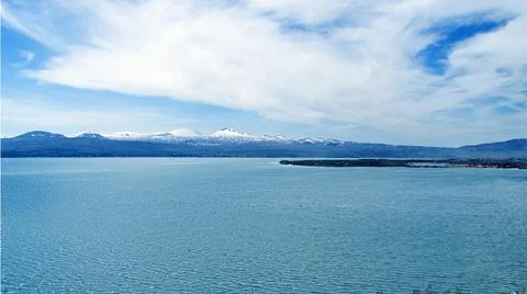 Lake Sevan in Armenia, beautiful view of lake on a sunny bright spring day Stock Photos