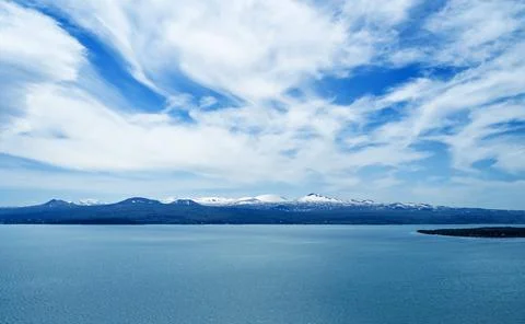 Lake Sevan in Armenia, beautiful view of lake on a sunny bright spring day Stock Photos