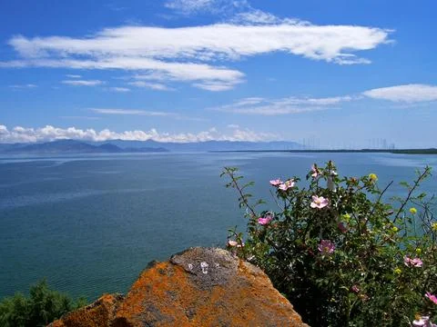 Lake Sevan in Armenia. Stock Photos