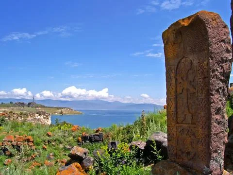 Lake Sevan in Armenia. Stock Photos
