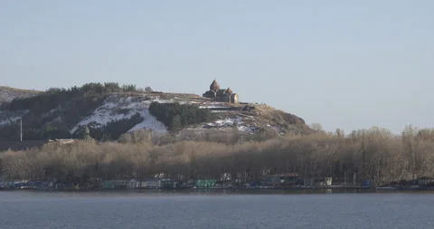 Lake Sevan Armenia Sevan Peninsula with Sevanavank Monastery 4K Stock Footage 326632440