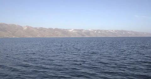 Lake Sevan Armenia Wide Minimal Horizon Water 4K Stock Footage 326639363
