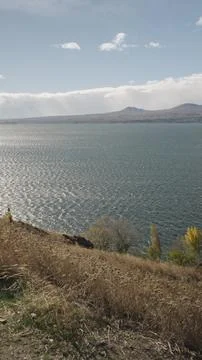 Lake Sevan in Armenia windy autumn season Stock Photos