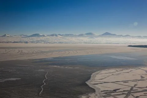 Lake Sevan covered with ice Stock Photos