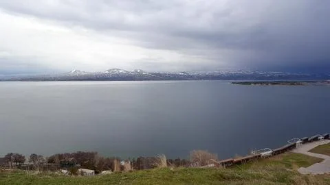 Lake Sevan is the largest body of water in Armenia and the Caucasus region Stock Photos