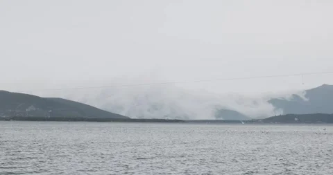 Lake Sevan, one of the largest freshwater high-altitude lakes, is captured on a Stock Footage 252467140