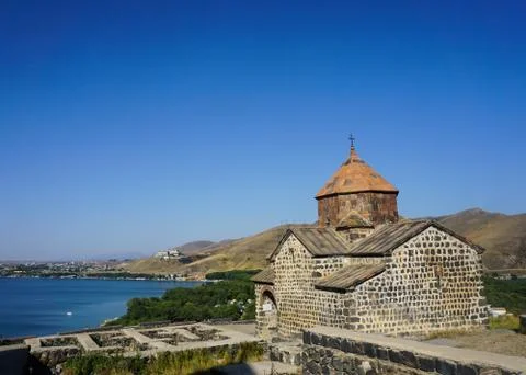 Lake Sevan Sevanavank Church View Stock Photos