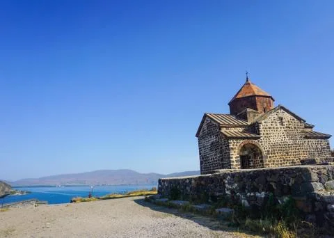 Lake Sevan Sevanavank Small Church Foto stock