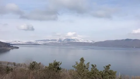 Lake Sevan in winter, Armenia - stock footage Stock Footage 161746265