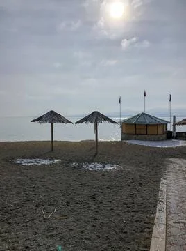 Lake Sevan in winter, Armenia - stock photo Stock Photos