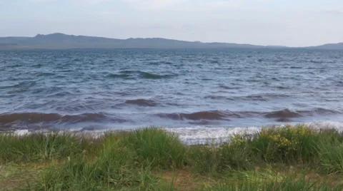 Lake Shira Waves 01 Stock Footage 32186696