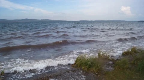 Lake Shira Waves 04 Stock Footage 32187359