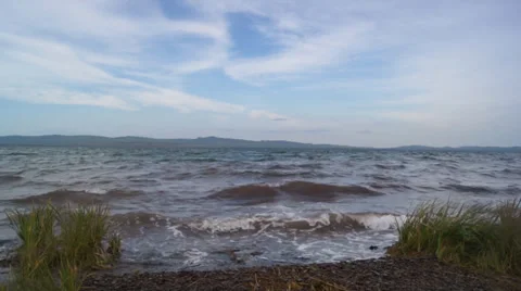 Lake Shira Waves 07 Stock Footage 32189525