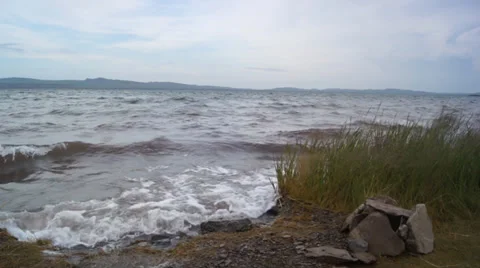 Lake Shira Waves 08 Stock Footage 32189436
