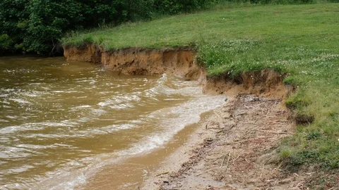 Lake Shore Erosion Stock Footage 108131153