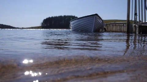 Lake side boat Stock Footage 87684491