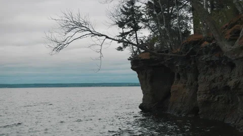 Lake Side Cliff. Stock Footage 62792587