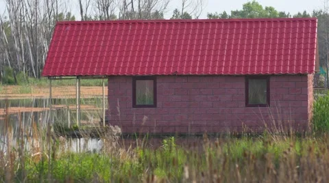 Lake Side Hut Stock Footage 53232603