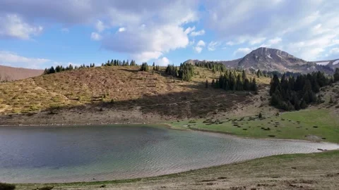 A lake side landscape in the mountains. Stock Footage 317631068