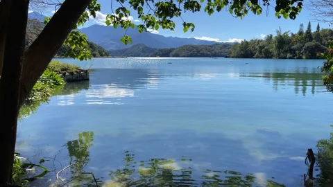 Lake side view of Sun Moon Lake, Taiwan Stock Footage 262203786