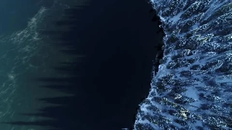 Lake Side Winter Mountain High Angle Drone Shot Stock Footage 146613104