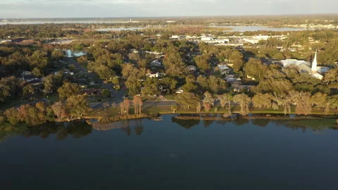 Lake Silver Drive At Sunset In Central Winter Haven, Polk County, Florida Stock Footage 312774020