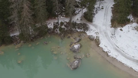 Lake Snow Mountain Winter Cold Water Video stock 128730406
