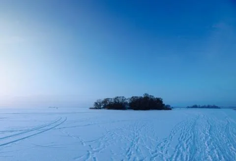 Lake In Snow Stock Photos