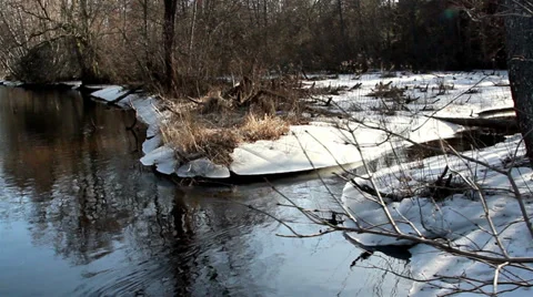 The lake with snow on the side Stock Footage 36814402