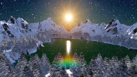 Lake in the snowy mountains Stock Footage 80800850