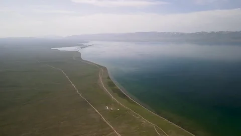 Lake Son-Kul Surrounded by Mountains 스톡 동영상 314464280