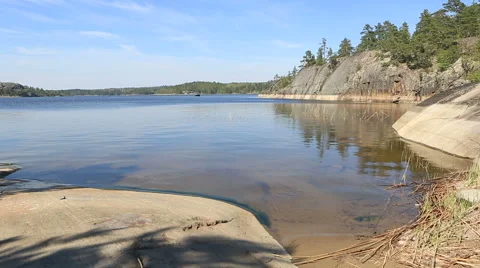 The lake with the stony shore Stock Footage 49683522
