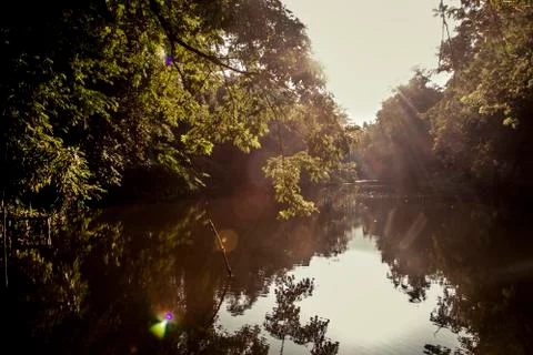 Lake with sunlight Stock Photos